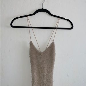 Fuzzy Taupe Mini Dress
